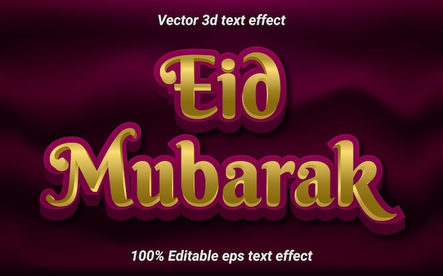 Eid Mubarak 3d efecto de texto premium