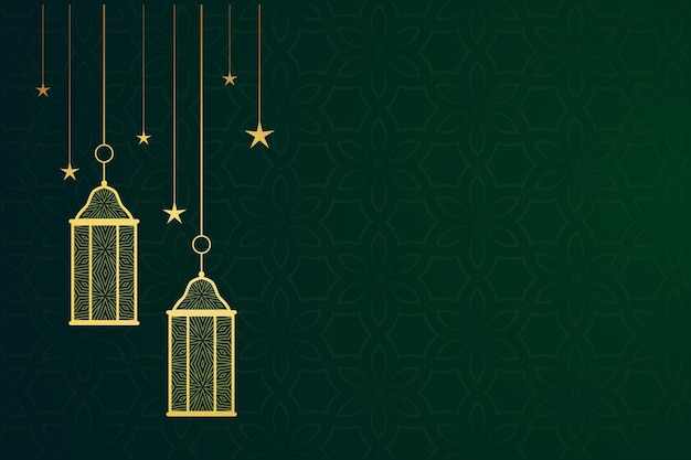 Eid Mubarak Año Nuevo Islámico fondo con velas y luna