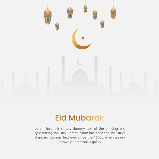 Eid mubarak árabe islámico elegante blanco de lujo ornamental fondo de luna con patrón islámico