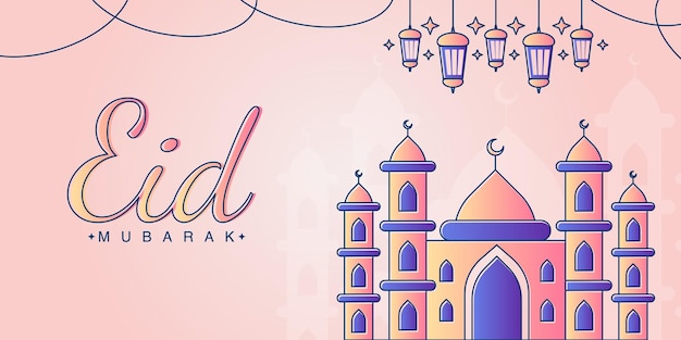 Vector eid mubarak diseño de cartel de saludo decorativo