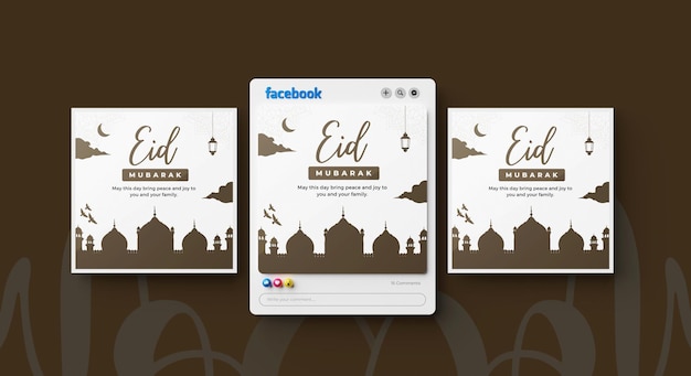 Vector eid mubarak diseño de publicaciones en las redes sociales