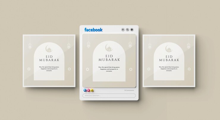 Vector eid mubarak diseño de publicaciones en las redes sociales