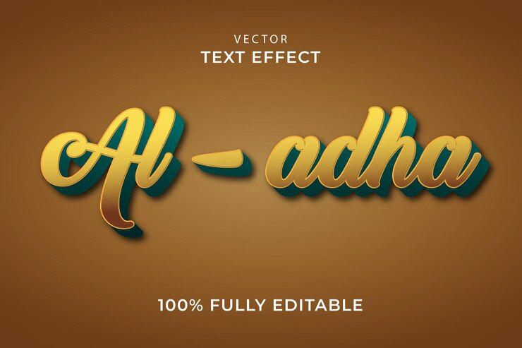 Vector eid mubarak efecto de texto editable 3d