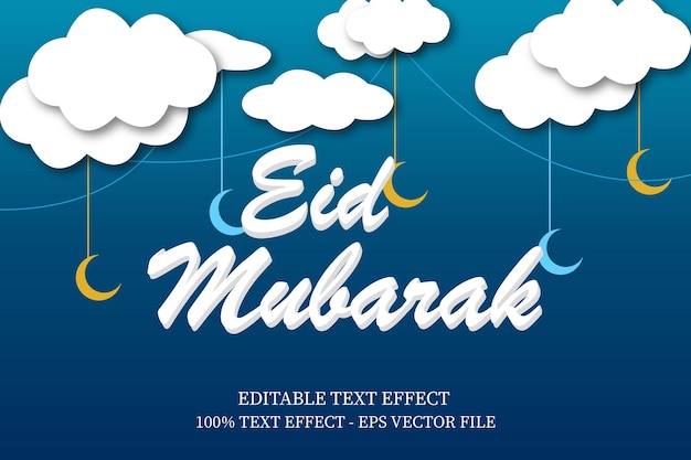 Eid mubarak efecto de texto estilo moderno