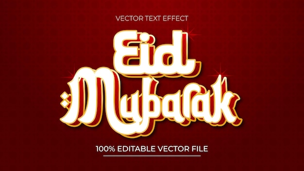 Eid Mubarak efecto de texto de lujo editable Tema de color rojo y dorado