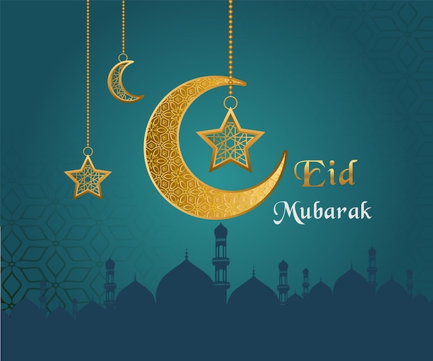 Vector eid mubarak elegante plantilla de ba ckground en blanco