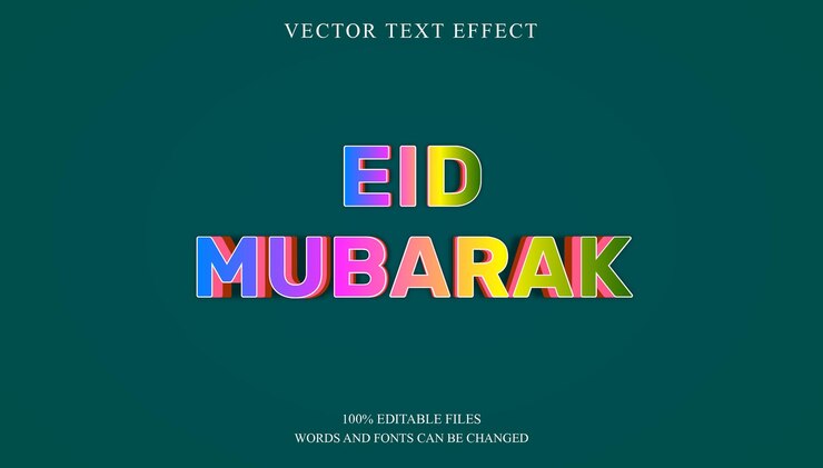 Eid mubarak estilo de efecto de texto 3d editable
