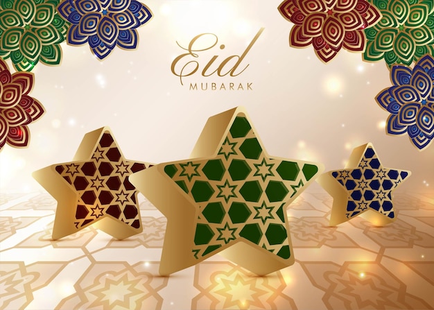 Eid mubarak feliz eid al adha eid al fitr caligrafía tarjeta de felicitación cartel banner vector diseño