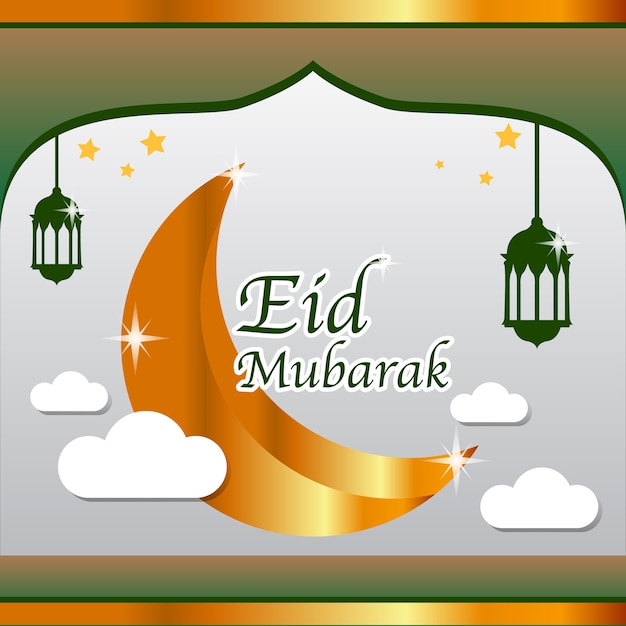 Vector eid mubarak fondo dorado