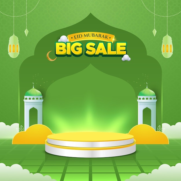 Vector eid mubarak gran venta de las redes sociales pancarta