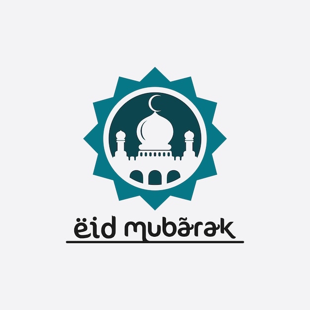 Eid Mubarak icono logotipo islámico y Ramdhan religión ilustración logotipo diseño vectorial mezquita