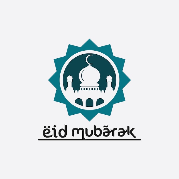 Eid mubarak icono logotipo islámico y ramdhan religión ilustración logotipo diseño vectorial mezquita