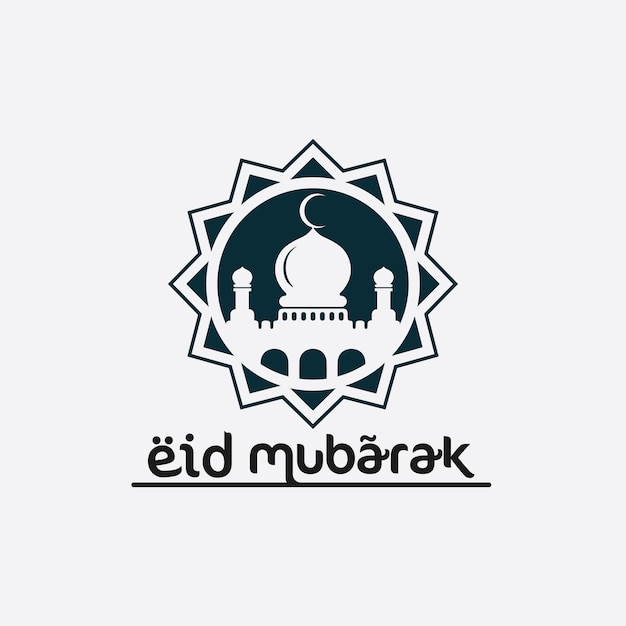 Eid Mubarak icono logotipo islámico y Ramdhan religión ilustración logotipo diseño vectorial mezquita