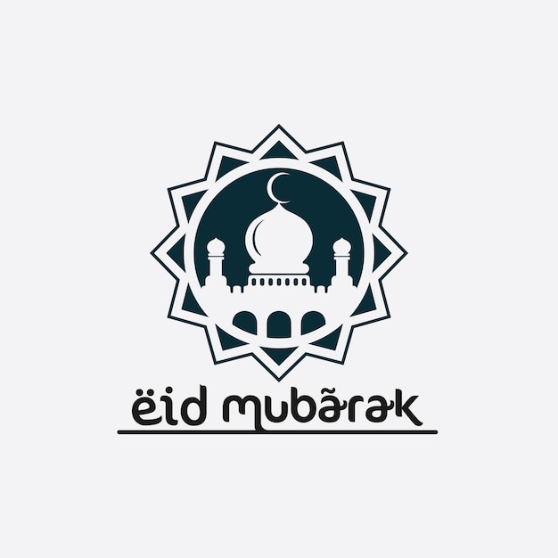 Eid mubarak icono logotipo islámico y ramdhan religión ilustración logotipo diseño vectorial mezquita