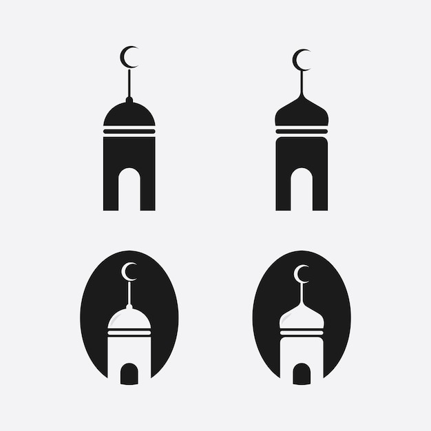 Eid Mubarak icono logotipo islámico y Ramdhan religión ilustración logotipo diseño vectorial mezquita