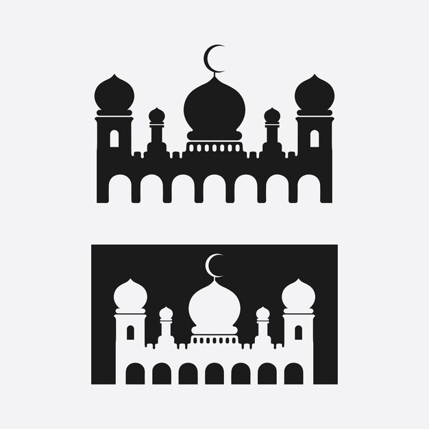 Eid mubarak icono logotipo islámico y ramdhan religión ilustración logotipo diseño vectorial mezquita