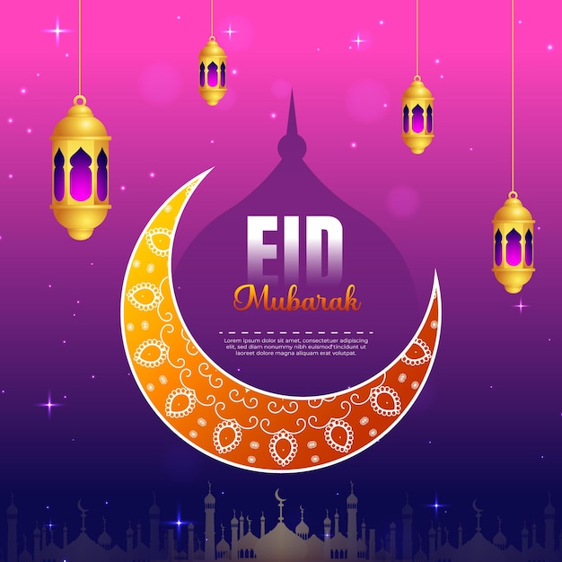 Eid Mubarak lujo colorido fondo islámico con ornamento decorativo diseño de post de Eid Muborak