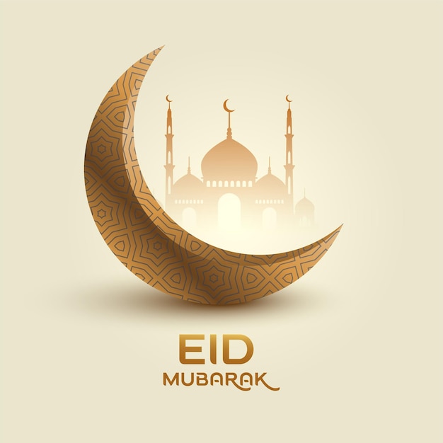 Eid Mubarak luna y mezquita hermoso fondo