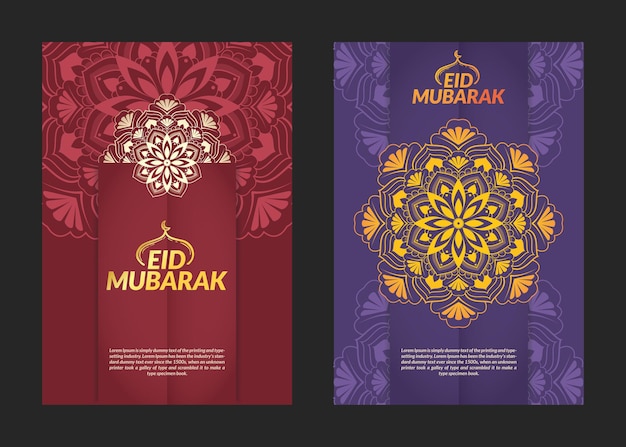 Eid mubarak mandala pattern flyers design