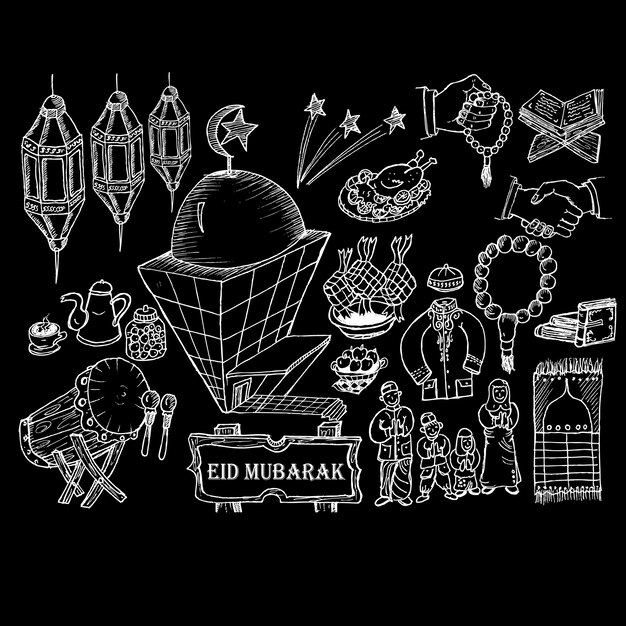 eid mubarak, musulmán, garabato