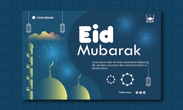 Eid Mubarak y plantilla de diseño de banner de fiesta iftar