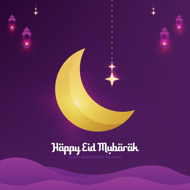 Eid Mubarak plantilla de publicación en las redes sociales Bandera del Festival Islámico de Eid al Fitr