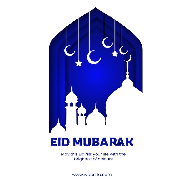 Eid mubarak plantilla de vector de publicaciones en las redes sociales