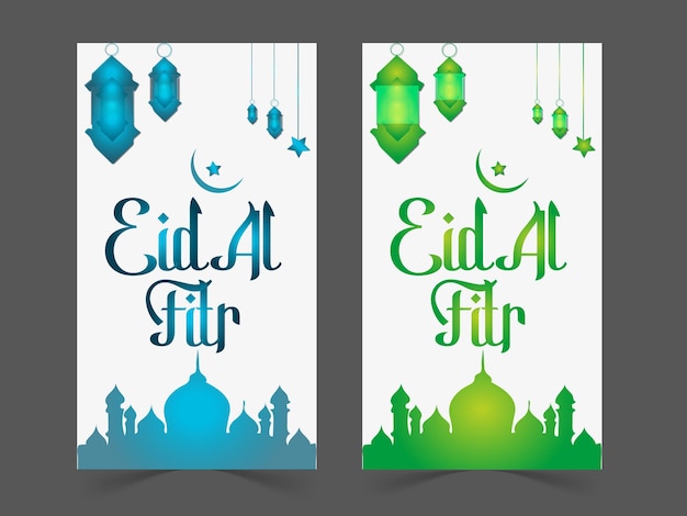 Vector eid mubarak las redes sociales instagram y facebook plantilla de historias