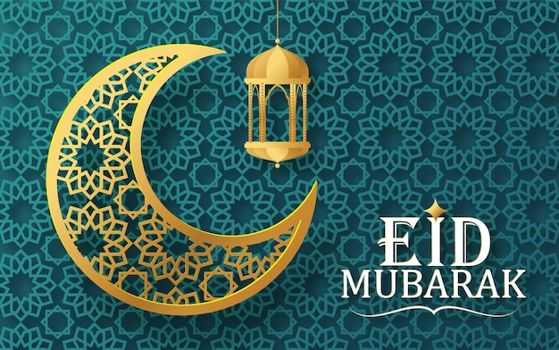 Eid mubarak con texto y fondo de color