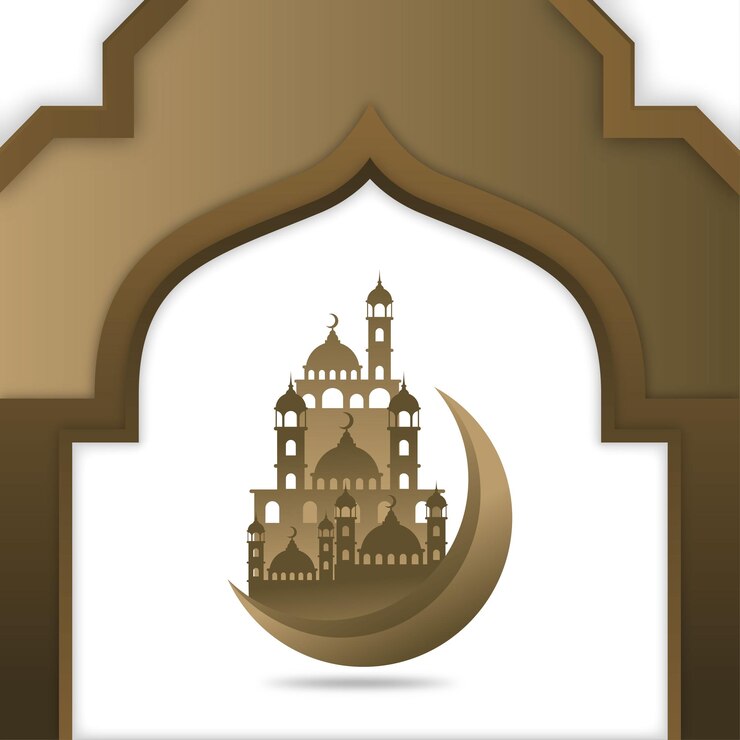 Eid mubarok saludo fondo vector ilustración y objetos de decoración islámica