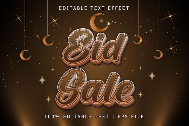 Eid venta efecto de texto editable 3 dimensiones relieve estilo moderno