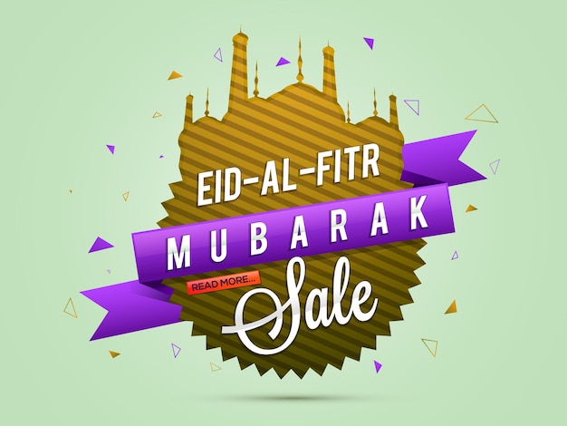 Vector eidalfitr mubarak sale paper tag ilustración creativa en forma de mezquita para la celebración del festival de la comunidad musulmana