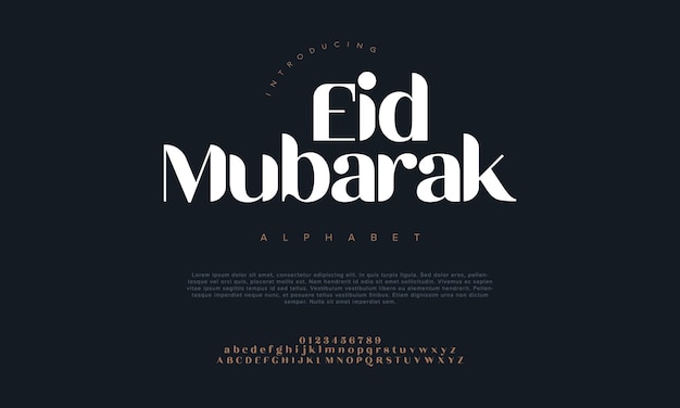 Vector eidmubarak lujo premium alfabeto árabe letras y números elegante tipografía islámica ramadán