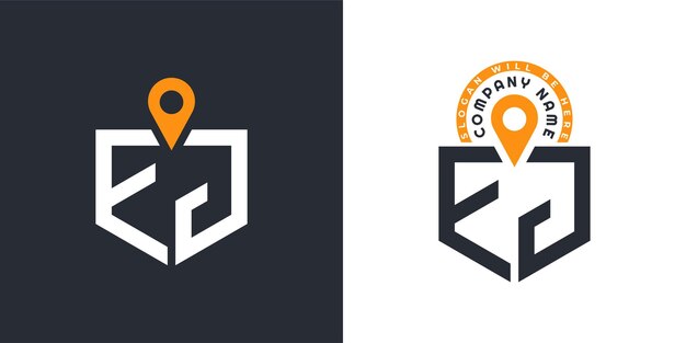 EJ Lugar Logo Bundle Carta EJ Logo Iconos de doble vector para el reclutamiento y la navegación