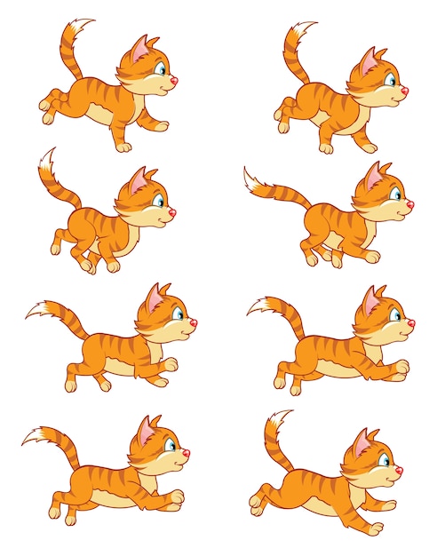 Ejecutando chubby cat cartoon game character animation sprite