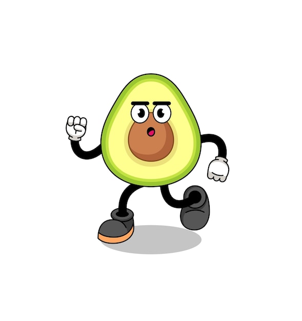 Ejecutando diseño de personajes de ilustración de mascota de aguacate