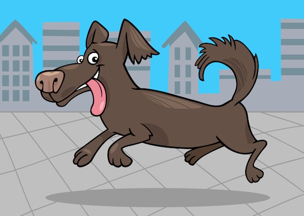 Vector ejecutando ilustración de dibujos animados de pequeño perro