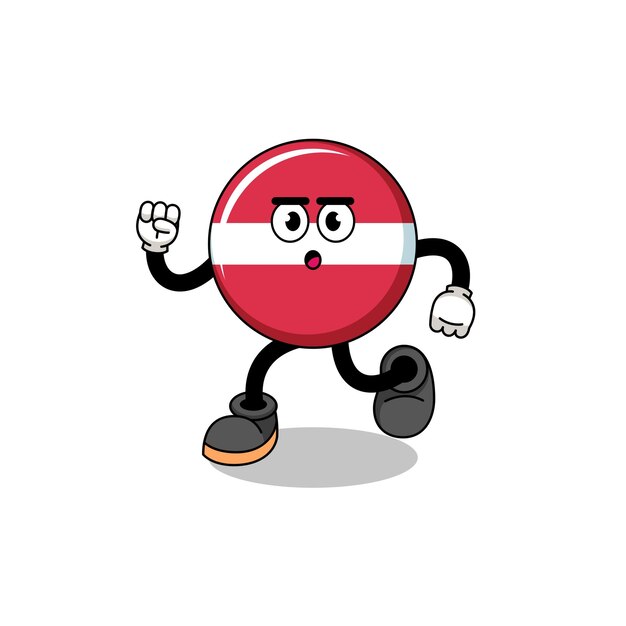 Ejecutando ilustración de mascota de bandera de letonia