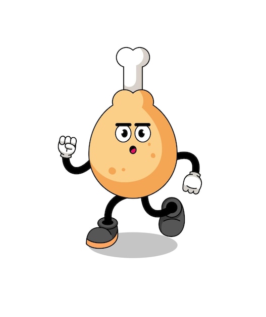 Ejecutando ilustración de mascota de pollo frito