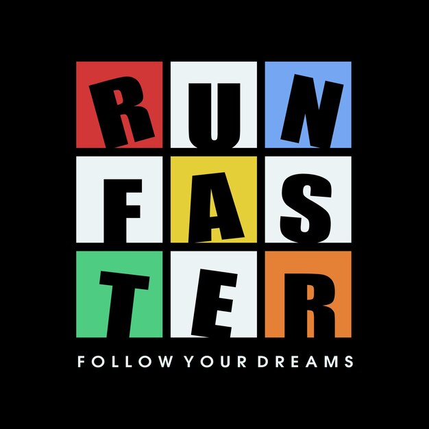 ejecutar un diseño más rápido para t shirt.vector premium