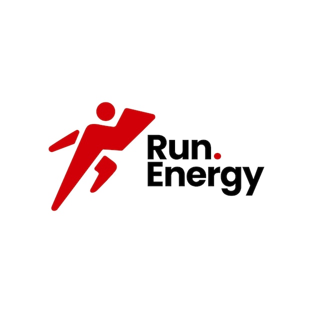 Ejecutar ejecución energía trueno perno personas deporte logo vector icono ilustración