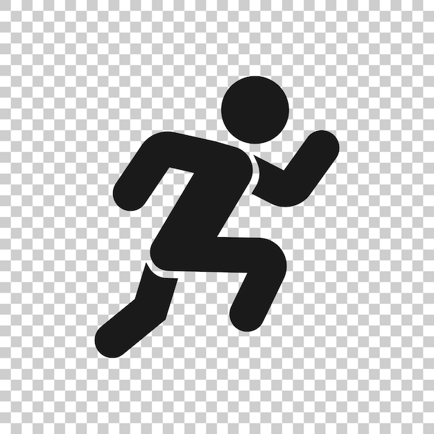 Ejecutar icono de personas en estilo plano Ilustración vectorial de salto en fondo blanco aislado Concepto de negocio de fitness