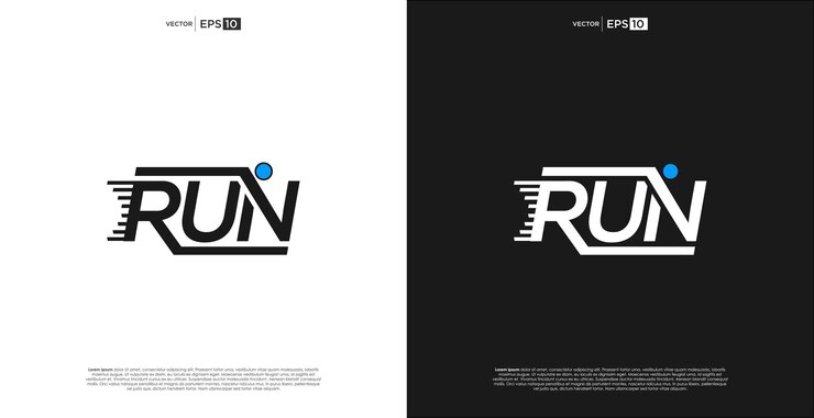 Vector ejecutar el logotipo de wordmark con mensaje oculto logotipo inteligente para campañas empresariales eventos deportivos, etc.