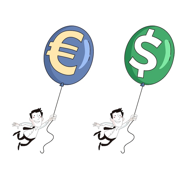 Ejecutivo con globo euro y dólar