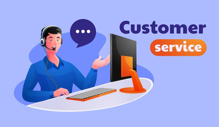 Vector ejecutivo de soporte al cliente masculino que trabaja en la oficina
