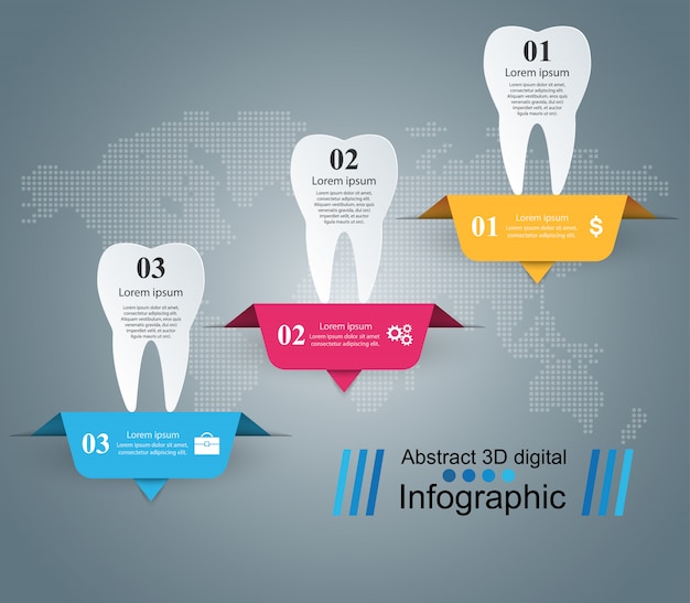 Ejemplo dental del vector del estilo de la papiroflexia de infographics.