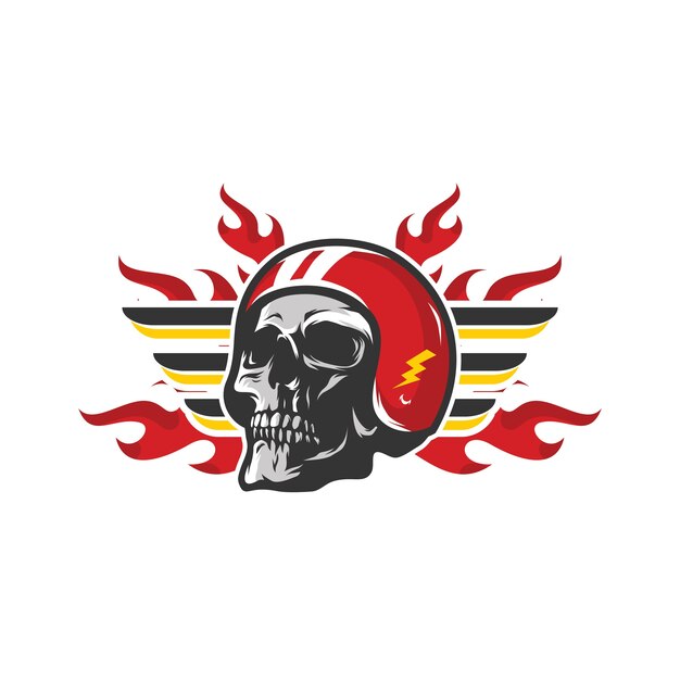 Ejemplo del diseño del vector de la mascota del logotipo del taller del cráneo
