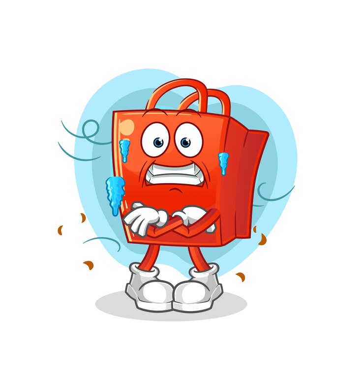 Vector ejemplo frío del bolso de compras. vector de caracteres