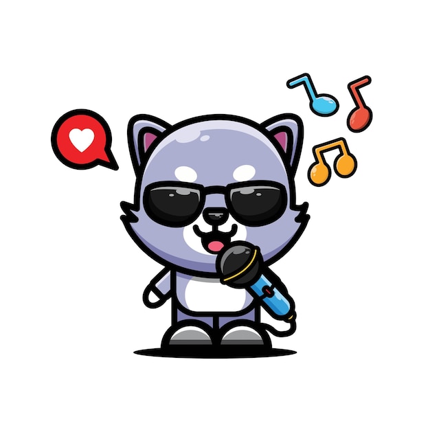ejemplo lindo del diseño de carácter del gato que canta