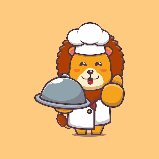 Vector ejemplo lindo de la historieta del cocinero del león
